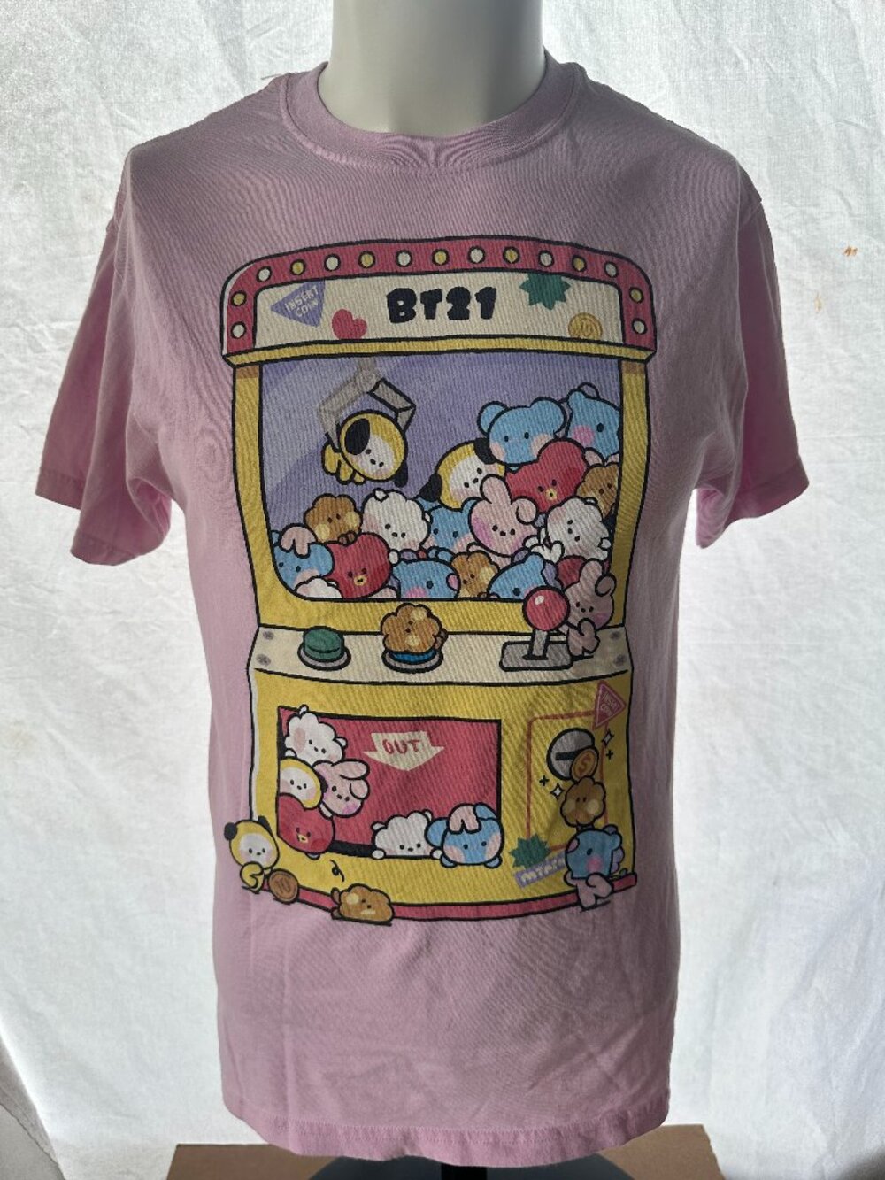 BT21 Hot Topic Men's Pink T Shirt Size Large Cotton